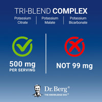 Thumbnail for Dr. Berg Potassium Tri-Blend Complex – 500 mg Potassium Supplement for Muscle & Nerve Support* – Maximum Strength Potassium Formula w/Magnesium, B6 & Taurine – 90 Capsules