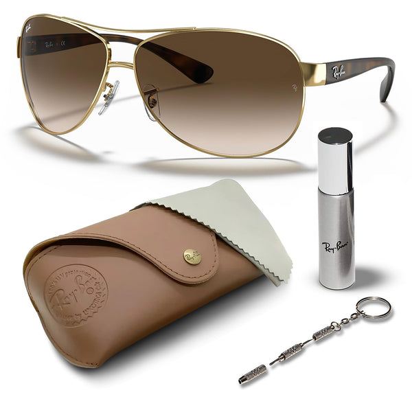 Ray-Ban RB3386 Pilot Shaped Non-Polarized Sunglasses for Men – Includes Official RAYBAN Eyewear Kit – Ideal Formal & Casual Wear Sunglasses – Brown Gradient Lens