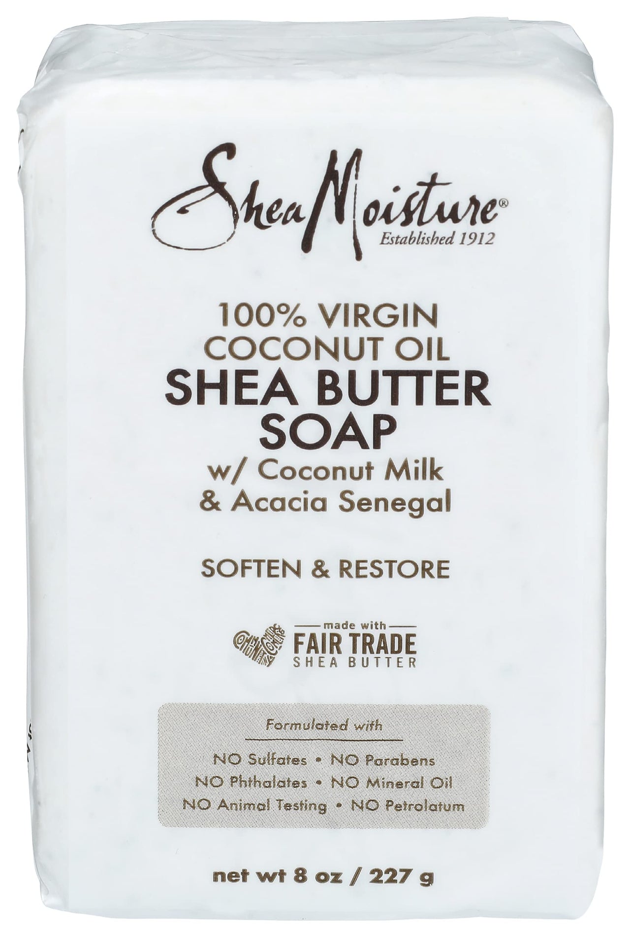 SHEA MOISTURE 100% Virgin Oil Butter Soap, Coconut, 8 Oz (U-BB-2690)