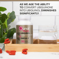 Thumbnail for Qunol Plus Ubiquinol CoQ10 100mg with Omega 3 Fish Oil 250mg, Extra Strength Antioxidant Supplement, 90 Count