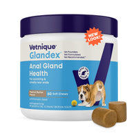 Thumbnail for Vetnique Glandex Anal Gland Soft Chew Treats with Pumpkin for Dogs Digestive Enzymes, Probiotics Fiber Supplement for Dogs Boot The Scoot (Peanut Butter Chews, 60 Count)