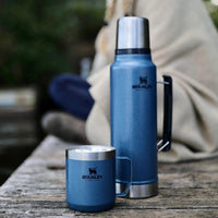 Thumbnail for STANLEY Stay-Hot Camp Mug 12 oz, Press Fit Drink Through Lid, Cup for Coffee, Tea and Drinks, Insulated Stainless Steel Coffee Mug, BPA-Free, Hammertone Lake