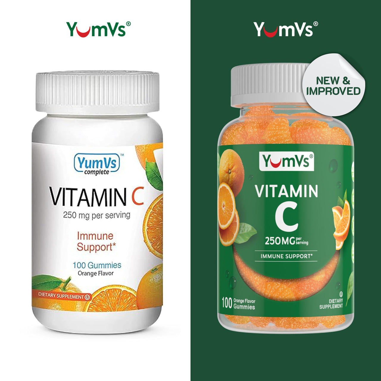 YUM-V'S Vitamin C Gummies for Adults - 250 mg Yummy Vitamin C Gummy - VIT C Gummies - Immune Support Supplement -Orange Flavored Kosher, Halal, Gluten Free (100 Count)