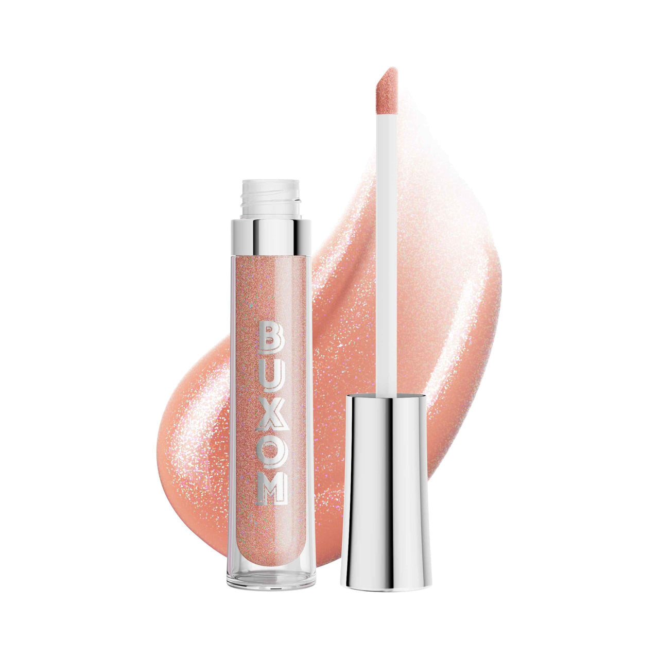 Buxom Full-On Plumping Lip Polish, Tinted Lip Plumper Gloss with Peptides & Vitamin E, High-Shine Lip Gloss that Nourishes, Vegan, AK Celeste (Peachy Beige Sparkle)