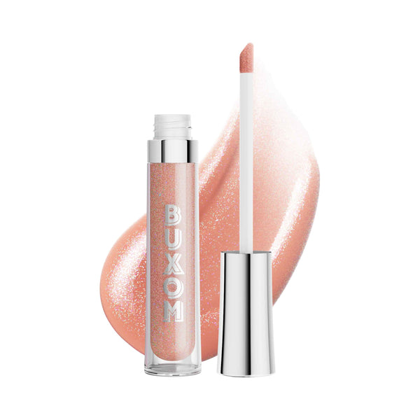 Buxom Full-On Plumping Lip Polish, Tinted Lip Plumper Gloss with Peptides & Vitamin E, High-Shine Lip Gloss that Nourishes, Vegan, AK Celeste (Peachy Beige Sparkle)