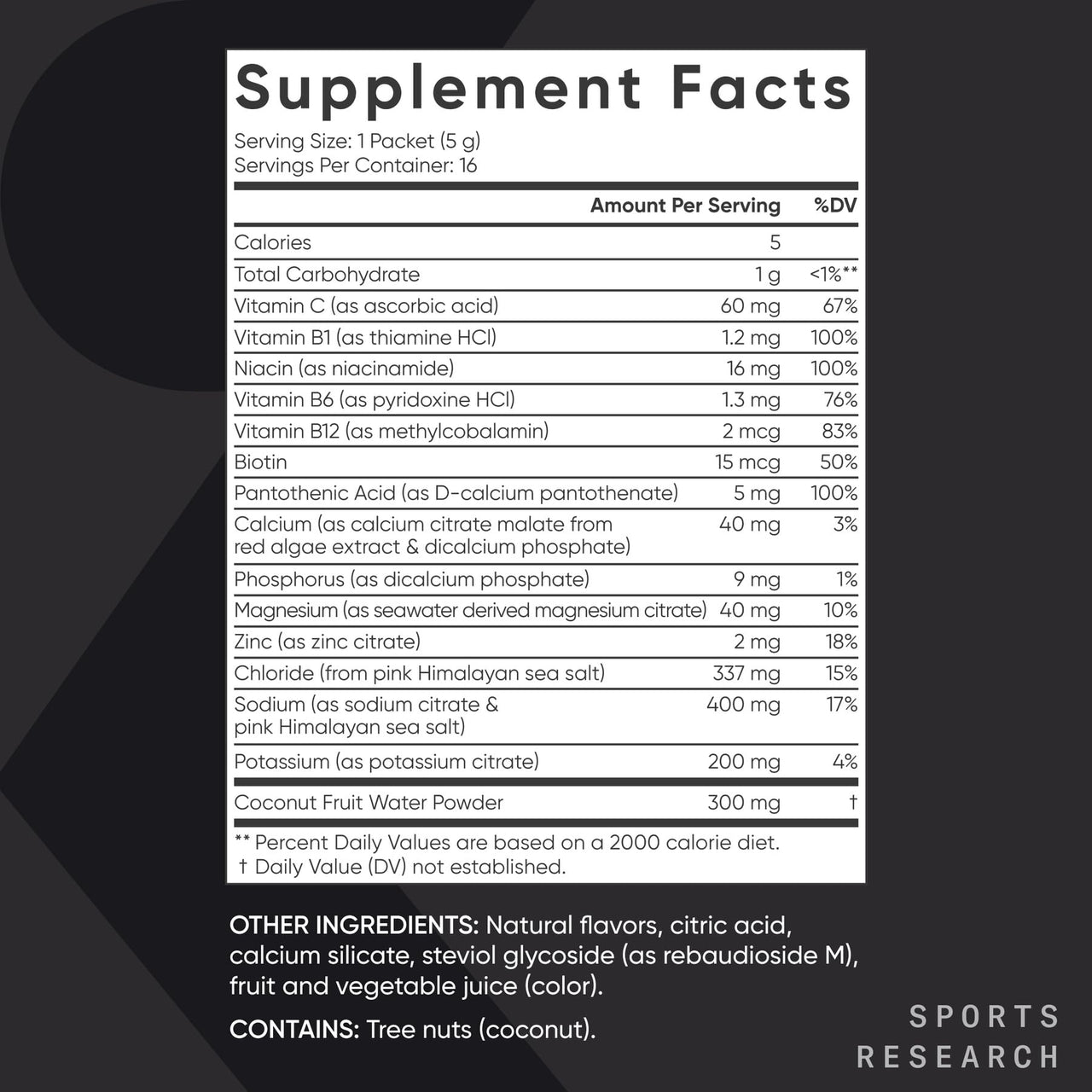 Sports Research Hydrate Electrolytes Dynamic Duo - Sugar-Free & Naturally Flavored with Vitamins, Minerals, and Coconut Water - 32 Hydration Packets of Cherry Pomegranate & Passion Fruit