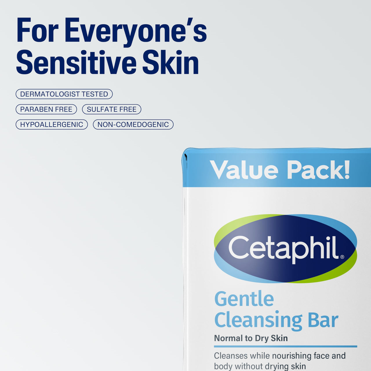 Cetaphil Gentle Cleansing Bar, 4.5 oz Bar (Pack of 6), Nourishing Cleanser Bar For Dry, Sensitive Skin, Non-Comedogenic, (Packaging May Vary)
