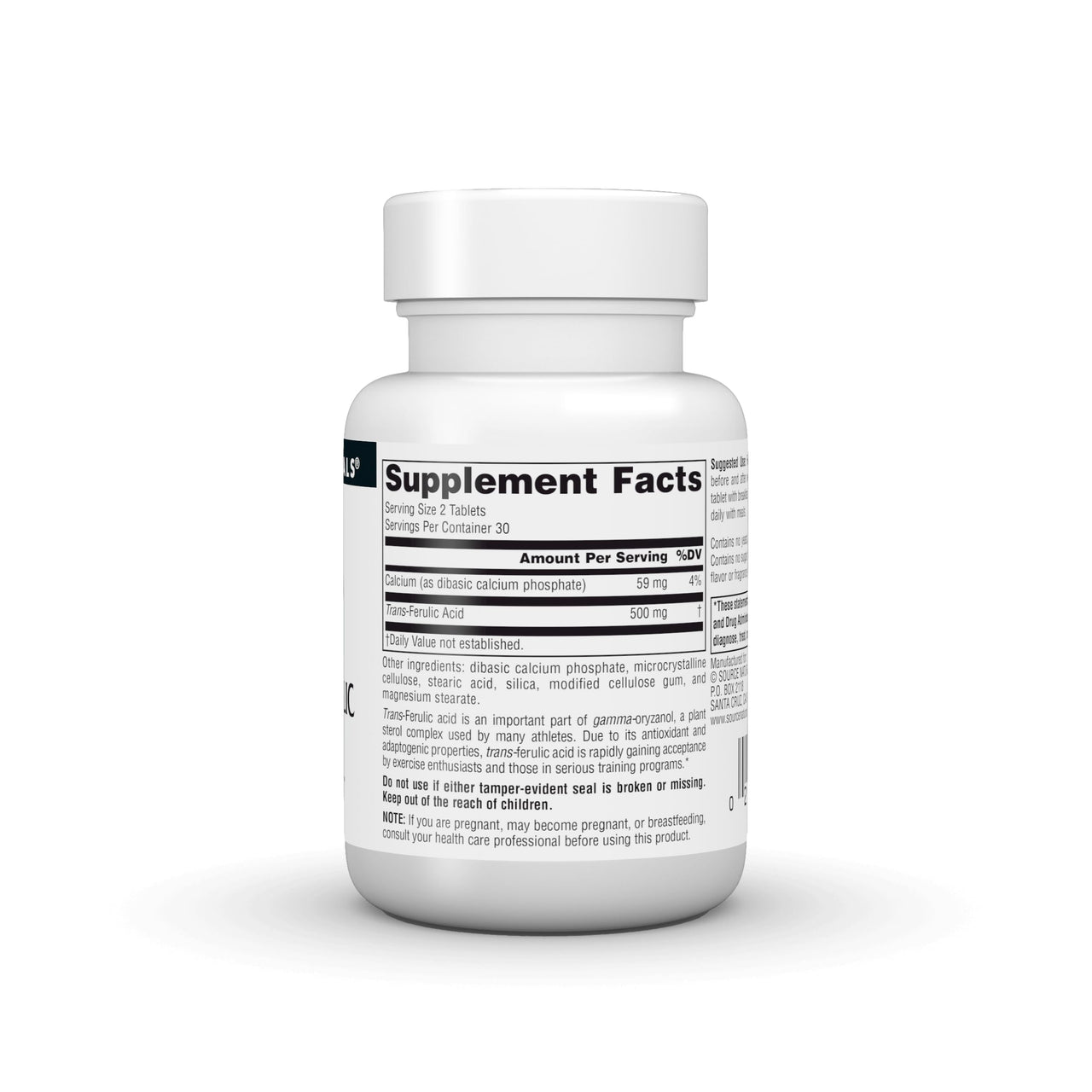 Source Naturals Athletic Series, Trans-Ferulic Acid, Antioxidant Support* - 250mg -60 Tablets