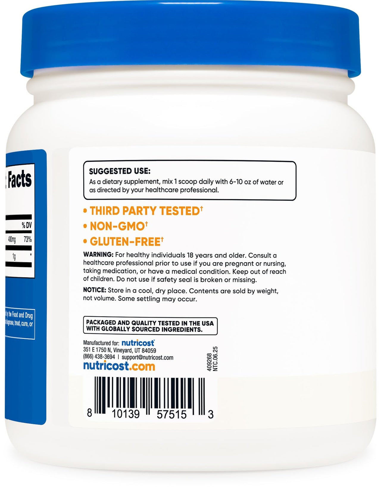Nutricost Pure Choline Bitartrate Powder 500 Grams