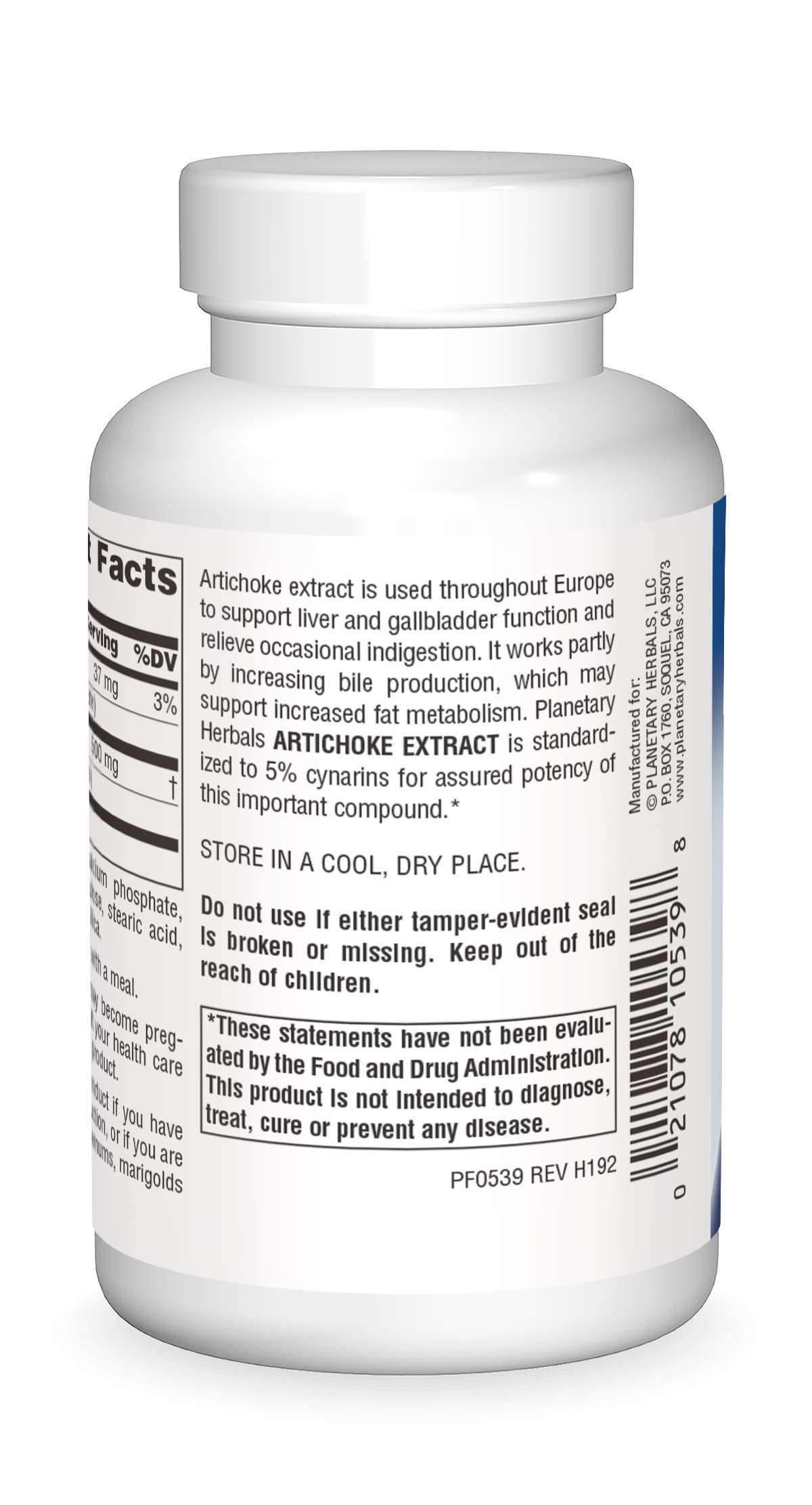 Planetary Herbals Artichoke Extract Tablets, 500 mg, 120 Count