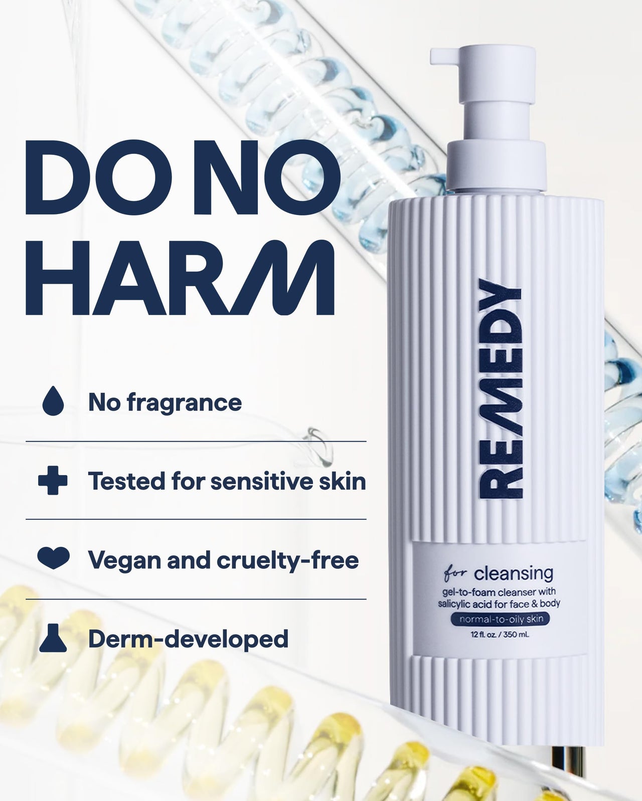 Remedy for Lightweight Cleansing | Gel-to-Foam Cleanser for Normal to Oily Skin | 0.5% Salicylic Acid, Ceramide NP, Niacinamide, Green Tea | By Dermatologist Dr. Shah, 12 fl. Oz