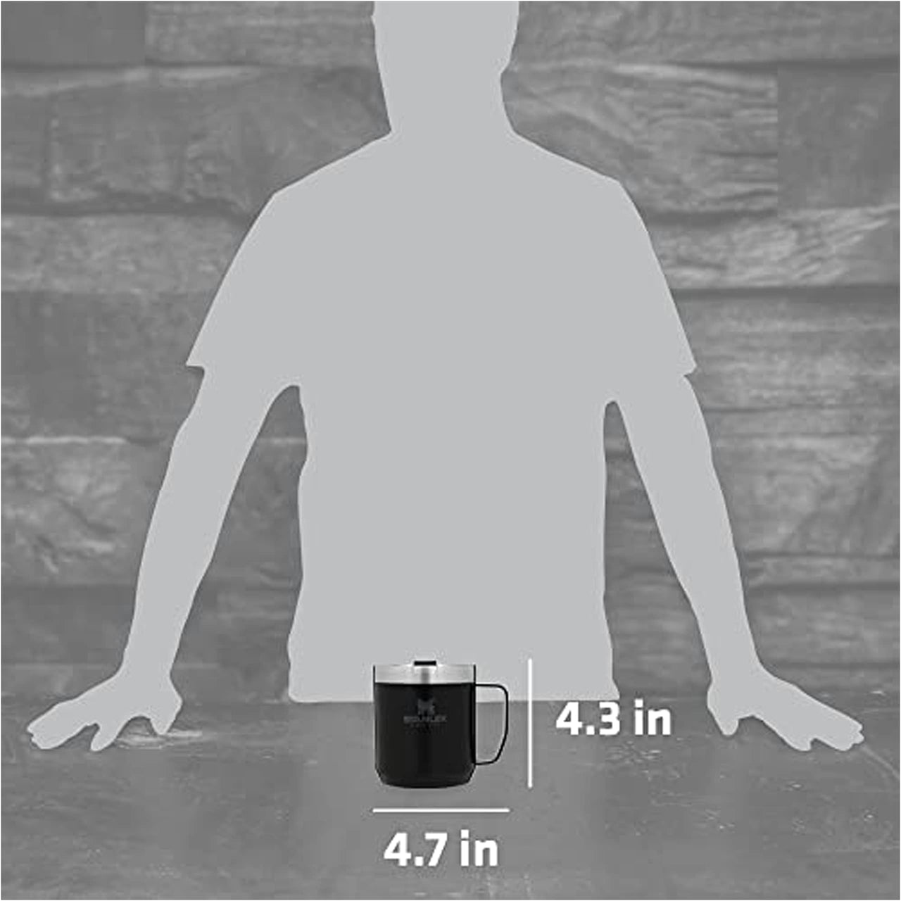 Stanley Stay-Hot Camp Mug 12 oz | Press Fit Drink Through Lid | Cup for Coffee, Tea and Drinks | Insulated Stainless Steel Coffee Mug | BPA-Free | Matte Black