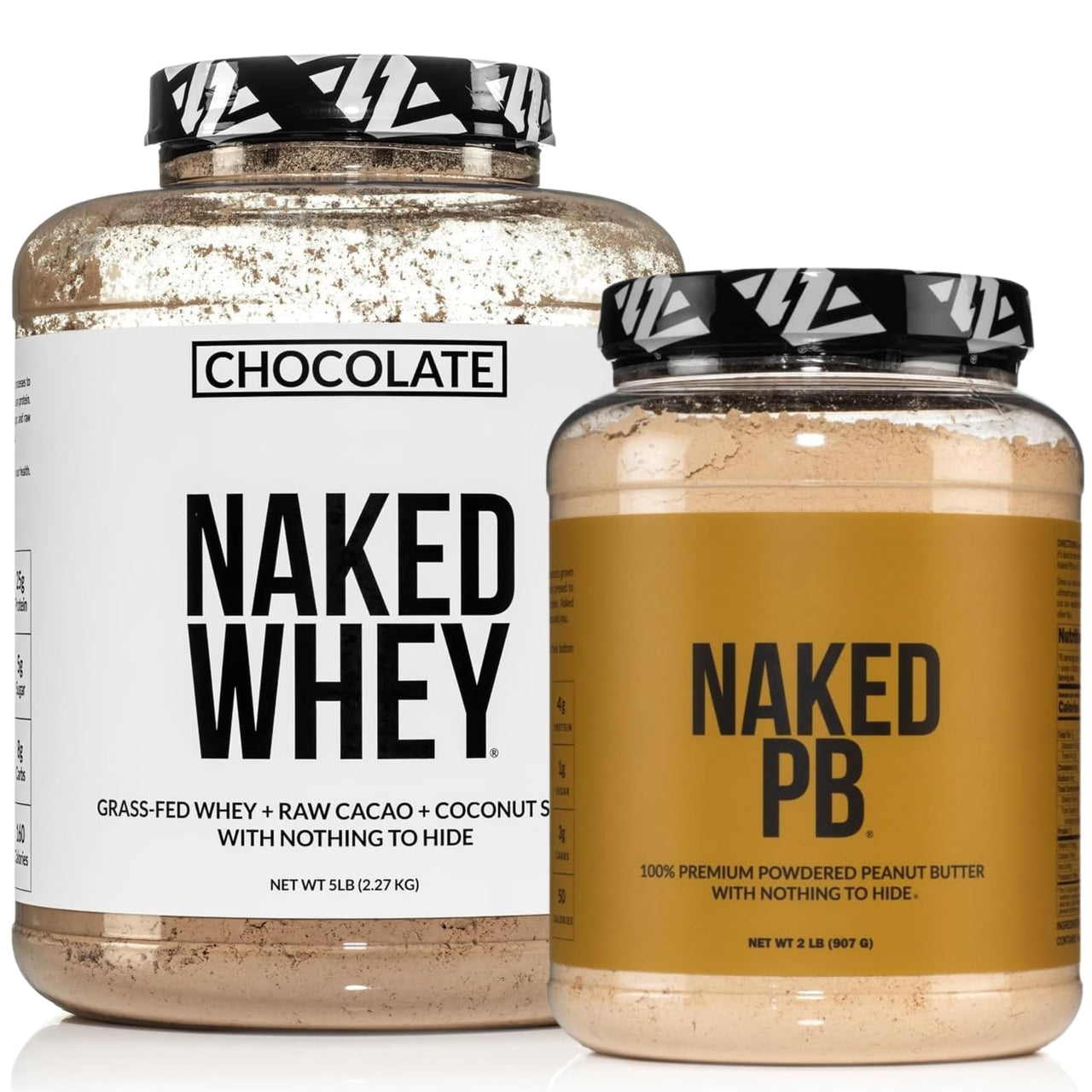NAKED Whey Chocolate Protein Powder 5LB (60 Servings) + Chocolate Peanut Butter Powder (47 Servings) Bundle