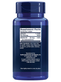 Thumbnail for Life Extension Vitamin D3 25 mcg (1000 IU), Immune System Support, Bone Health, Whole-Body Health, Value Size, Gluten-Free, Non-GMO, 250 softgels