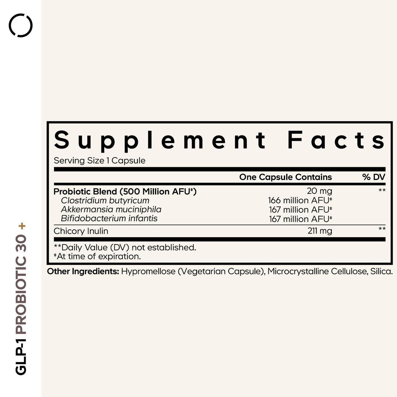 Codeage GLP-1 Probiotic+ - Live Probiotics Akkermansia, Clostridium, Bifidobacterium, Chicory Inulin Probiotic, Prebiotics & Postbiotics Supplement - 500 Million AFU - 30 Capsules
