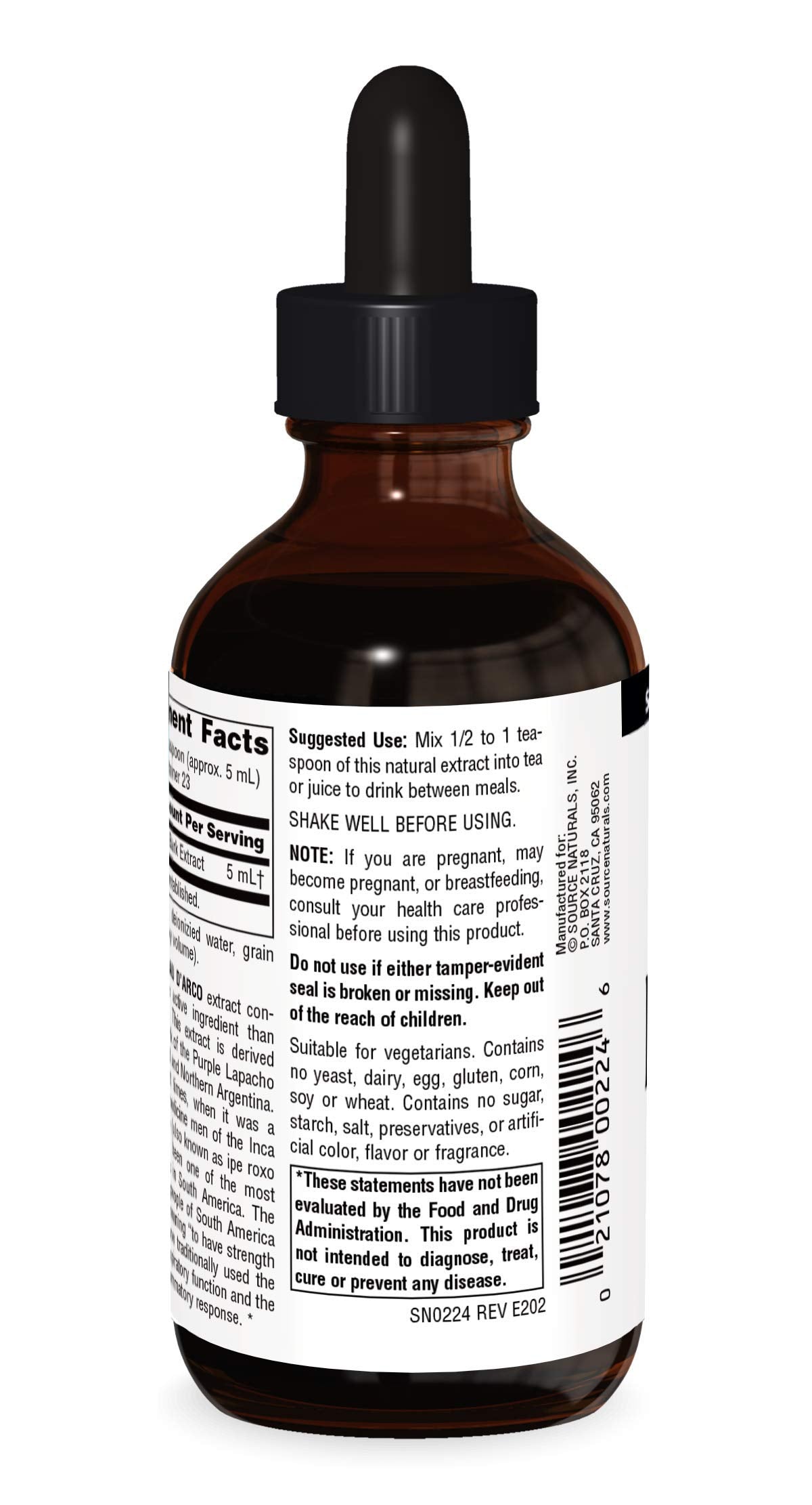 Source Naturals PAU D'Arco Liquid Extract, Support Resriotory Function and the Body's Healthy Inflammatory Response* | Dietary Supplement |1 Bottle | 4 Fluid oz.