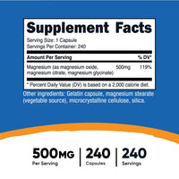 Thumbnail for Nutricost Magnesium Complex 500mg, 240 Capsules - Magnesium Oxide, Citrate, and Glycinate - Gluten Free and Non-GMO