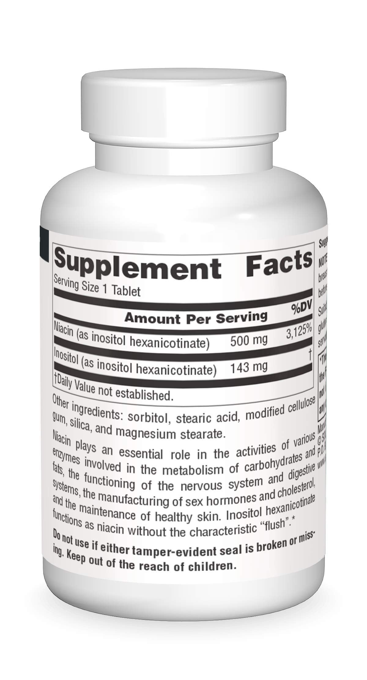 Source Naturals No-Flush Niacin, B-3 for Energy & Cardiovascular Health* 500 mg - 30 Tablets