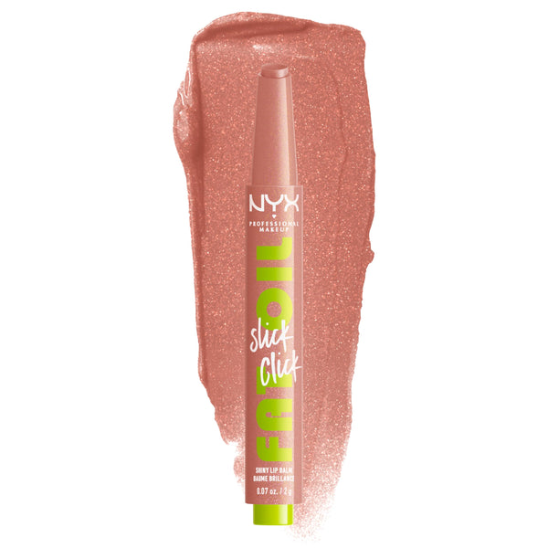 NYX PROFESSIONAL MAKEUP Fat Oil Slick Click, Lightweight, Buildable Pigmented Vegan Lip Balm - Group Chat (Nude)