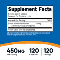 Thumbnail for Nutricost Wormwood Capsules 450mg 120 Capsules - Vegetarian Caps, Gluten Free and Non-GMO