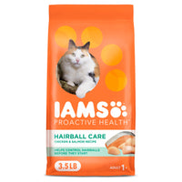 Thumbnail for IAMS Proactive Health Dry Cat Food Hairball Care, Adult Cat Food, with Real Chicken and Salmon, 3.5 lb. Bag