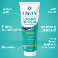 Thumbnail for CloSYS Fluoride Toothpaste, 3.4 Ounce, Travel Size, Gentle Mint, TSA Compliant, Whitening, Enamel Protection, Sulfate Free