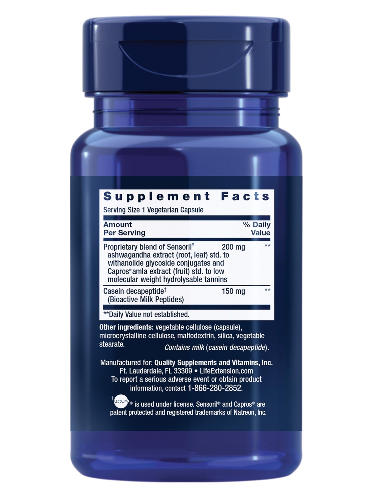 Life Extension Enhanced Sleep Without Melatonin, ashwagandha, amla, Casein Milk peptides, melatonin-Free Supplement for Sleep & Stress Support, Gluten-Free, Non-GMO, Vegetarian, 30 Capsules