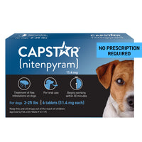 Thumbnail for Capstar (Nitenpyram) Fast-Acting Oral Flea Treatment for Dogs 2-25 Lbs, Vet-Recommended Medication Tablets, Flea Tablets for Dogs Start Killing in 30 Minutes, 6 Doses