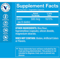 Thumbnail for The Vitamin Shoppe Biotin 500MCG - Hair Growth, Skin Health & Nail Strength Support, High Potency B Vitamin