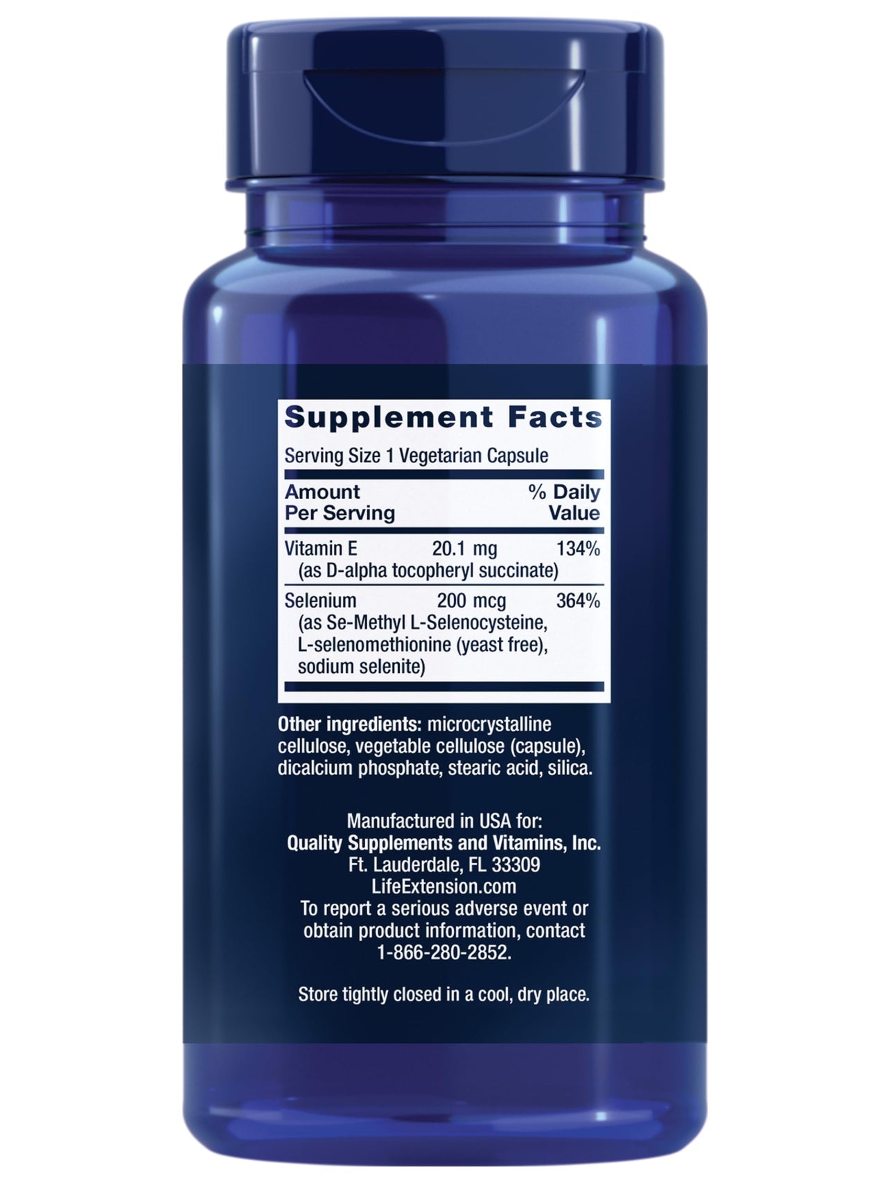 Life Extension Super Selenium Complex, 200 mcg – 3 Forms of Selenium, Vitamin E – Cellular Health & Longevity Support – Gluten-Free, Non-GMO, Vegetarian, 1 Daily – 100 Capsules