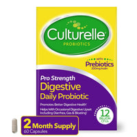 Thumbnail for Culturelle Pro Strength Daily Probiotics For Digestive Health (2 Month Supply) with Prebiotics for Women & Men, Supports Occasional Diarrhea, Gas & Bloating, Gluten & Soy Free, 60 Count