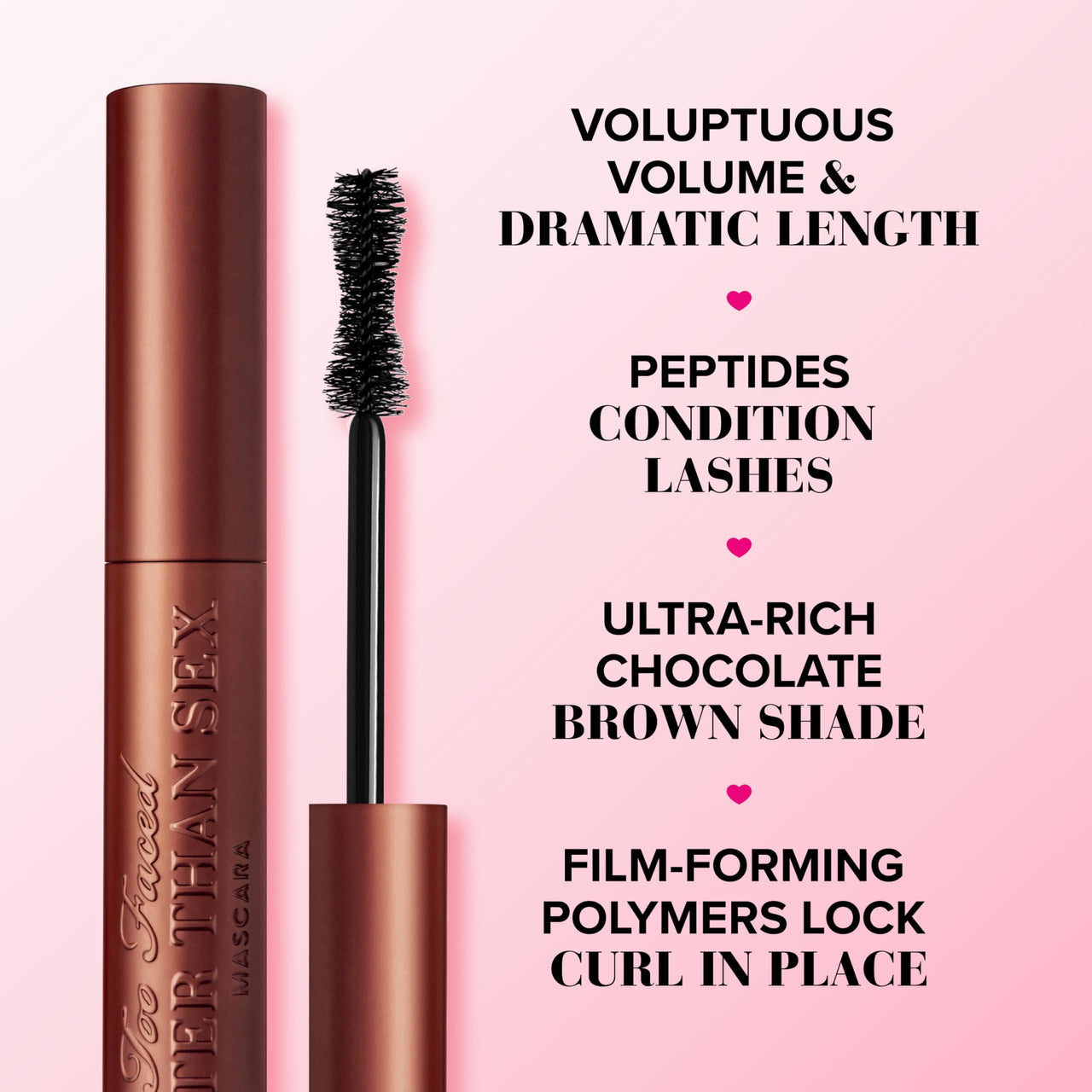 Too Faced Better Than Sex Volumizing Mascara | False Lash Effect with Volume, Length, Curling + Conditioning Peptides, 0.27 Fl Oz, Chocolate
