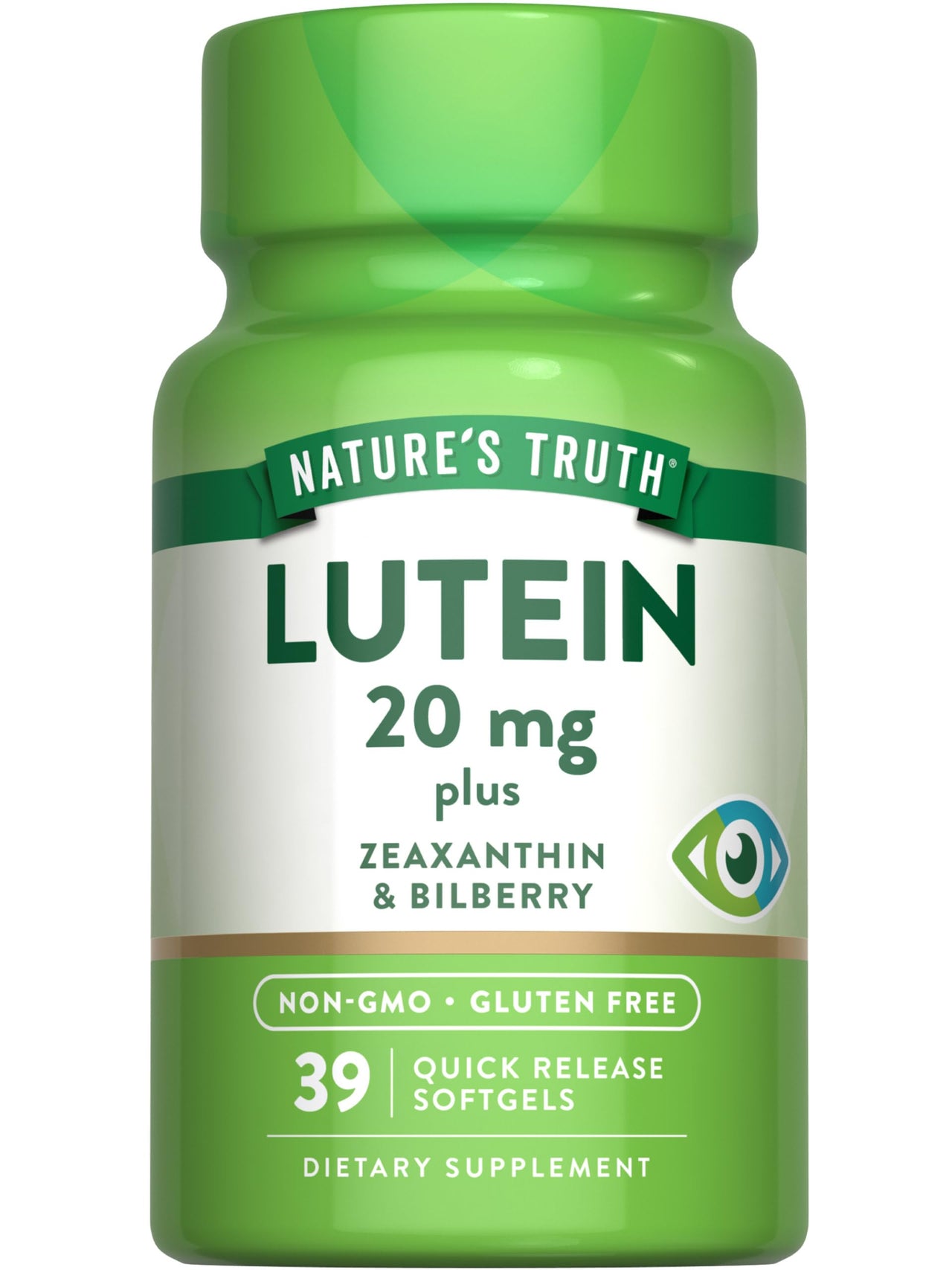 Nature's Truth Lutein and Zeaxanthin | 20 mg | 39 Softgels | with Bilberry | Non-GMO & Gluten Free Supplement
