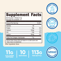 Thumbnail for Nutricost Collagen Peptides Powder 4 oz (Unflavored) Type I, Type III Collagen - Grass-Fed, Gluten Free and Non-GMO