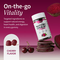 Thumbnail for Snap Supplements Nitric Oxide Gummies - Beet Root Extract 300mg, Sugar Free Beetroot Supplement with Pomegranate Powder for Circulation & Natural Energy, 60 Vegan Gummies (2-Pack), Cherry Flavor