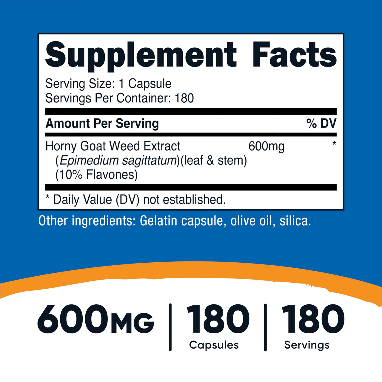 Nutricost Horny Goat Weed Extract (Epimedium) - 180 Capsules, 180 Servings, 600mg Per Capsule