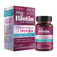 Thumbnail for Purity Products MyBiotin ProClinical – Thicker Hair Starting in 3 Weeks & Fights Wrinkles - MB40X Patented Biotin Vitamin B7 Matrix w/Astaxanthin - 40X More Soluble vs Ordinary Biotin, 30 Veg Capsules