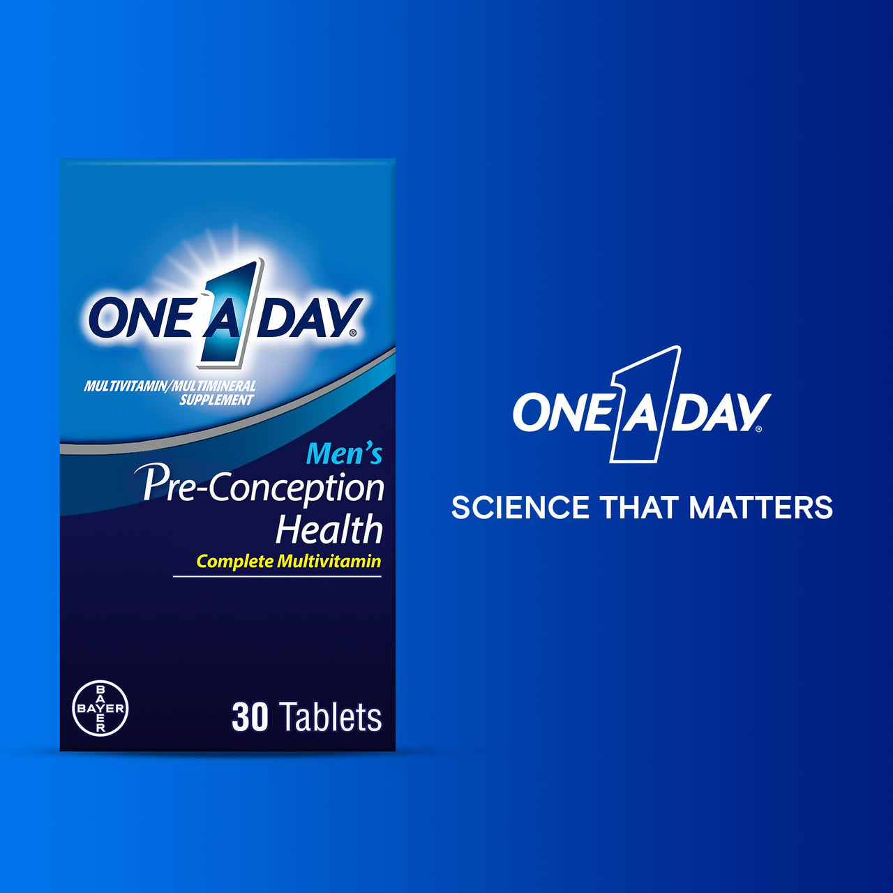 One A Day Men's Pre-Conception Health Multivitamin to Support Healthy Sperm, Supplement for Men with Vitamin C, Vitamin E, Selenium, Zinc, and Lycopene, 30 Count