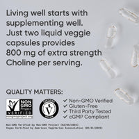Thumbnail for Sports Research ® Extra Strength Choline 800 mg - Essential Nutrient Featuring VitaCholine ® for Focus Support - Vegan Certified • Non-GMO • Gluten Free - 60 Liquid Capsules