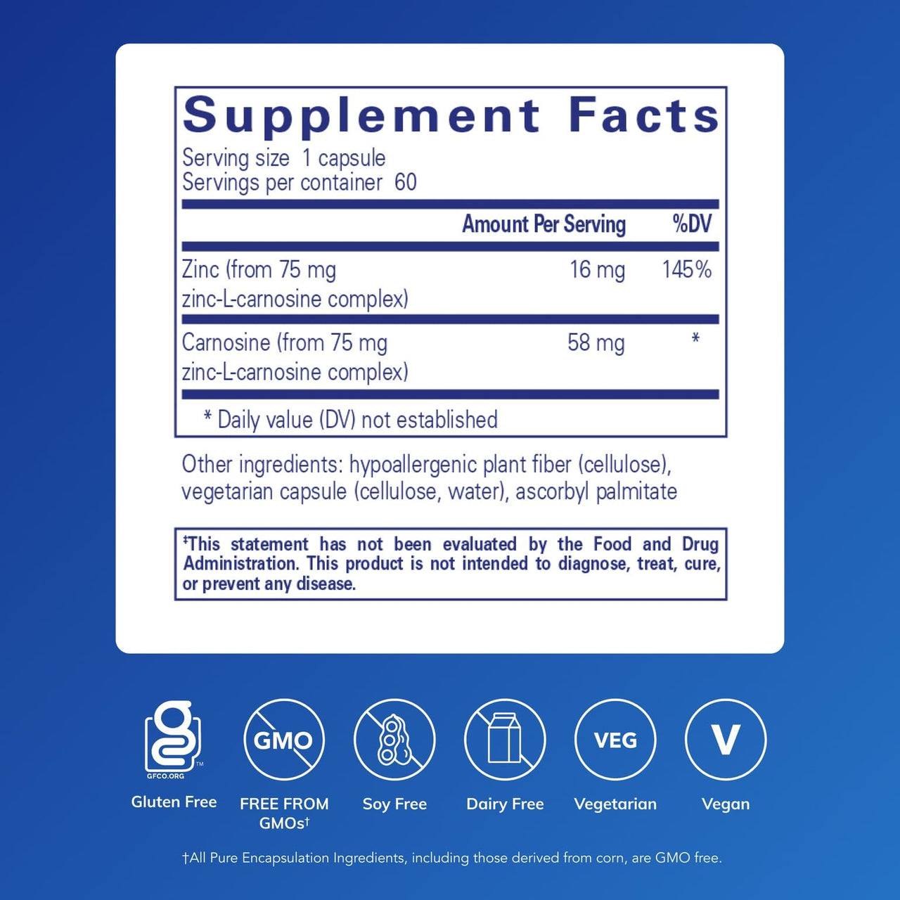 Pure Encapsulations Peptic-Care - Zinc-L-Carnosine - Gut Health & Antioxidant Supplement - Supports Gastric Health* - Vegan & Gluten-Free - 60 Capsules