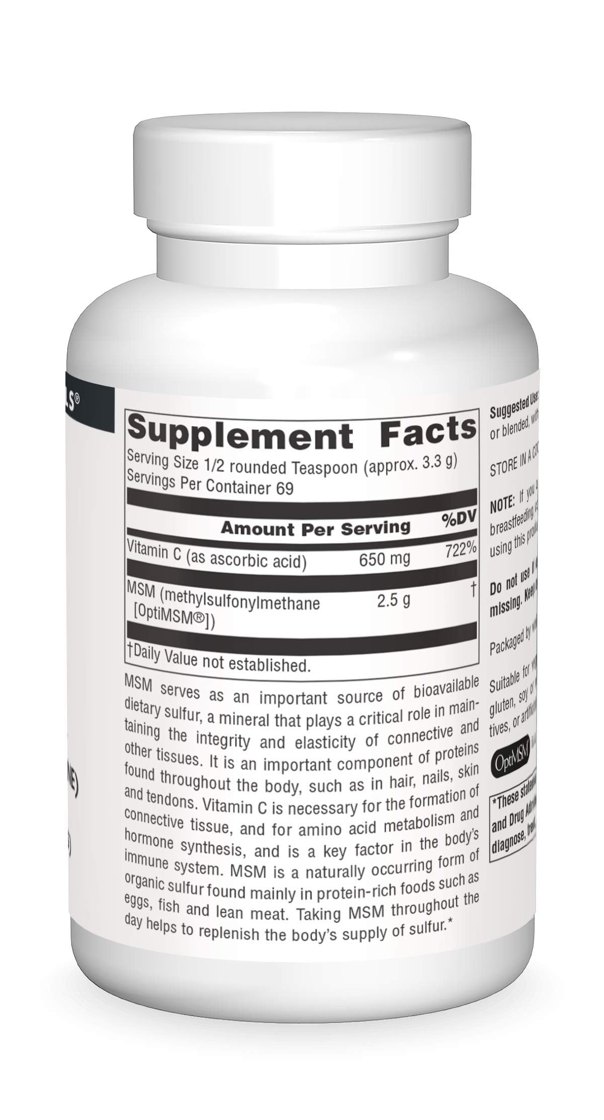 Source Naturals MSM (Methylsulfonylmethane) with Vitamin C - Powder, 8 Ounce