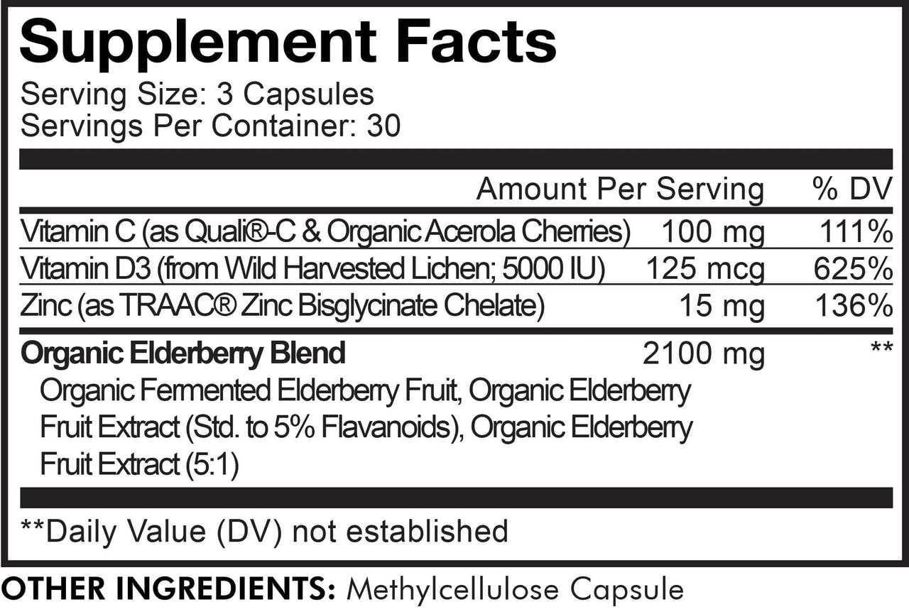 Codeage Organic Black Elderberry Supplement - Vitamin C, D, Zinc - Fermented Black Elderberries Vitamins - Elderberry Fruit Extract Pills Concentrate – Sambucus Berries Flavonoid - Vegan - 2 Pack