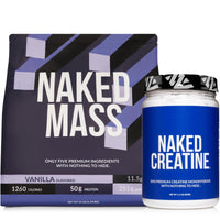 Thumbnail for NAKED Vanilla Mass Gainer 12LB (17 Servings) Pure Micronized Creatine Monohydrate 500g (100 Servings) – Bulk; Non-GMO; Gluten Free; Soy Free; Unflavored