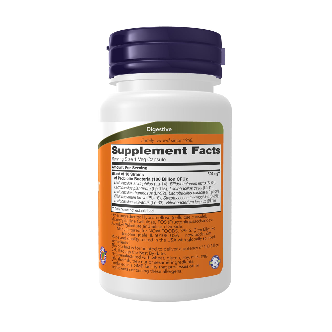 NOW Foods Supplements, Probiotic-10™, 100 Billion, with 10 Probiotic Strains,Dairy, Soy and Gluten Free, Strain Verified, 30 Veg Capsules