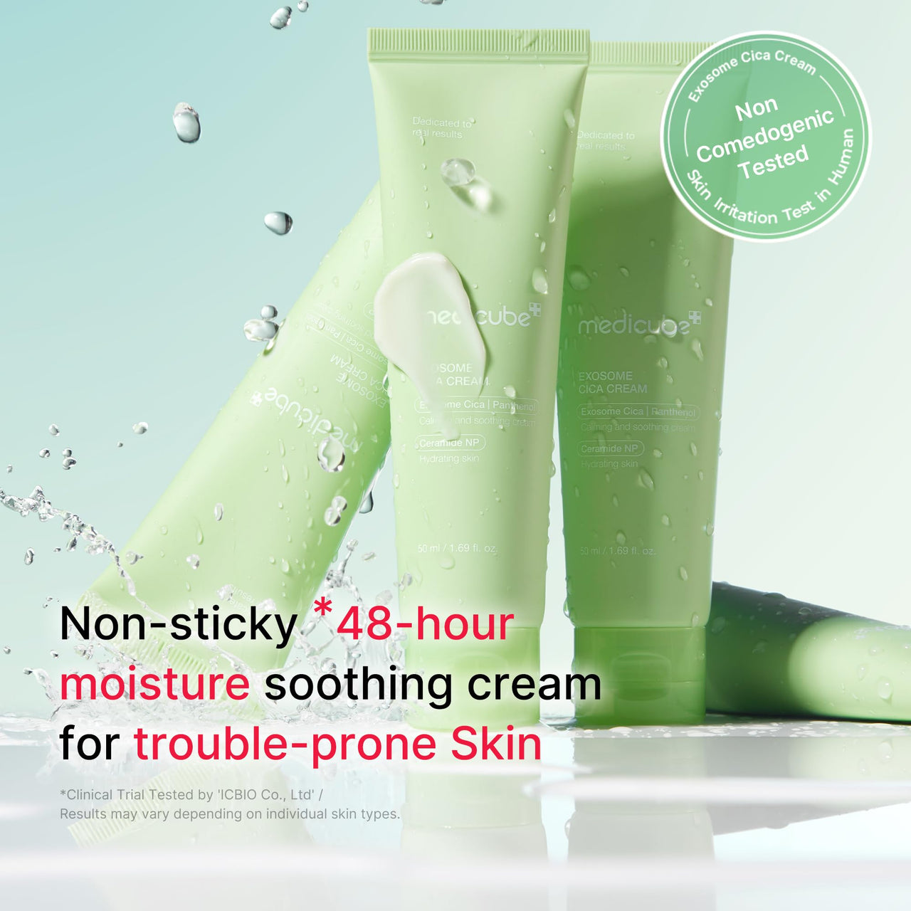 medicube Exosome Cica Tea Tree Cream for Sensitive Skin with Centella Asiatica help reduce redness and breakouts. | Low-irritating, Moisturizing Daily Texture Care | Korean Skincare | 1.7 fl oz