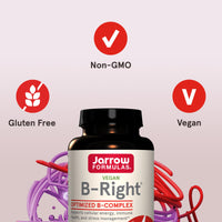 Thumbnail for Jarrow Formulas B-Right, Optimized B Complex Featuring Vitamin B1, B2, B5, B6, B12 and B9 to Support Cellular Energy, Immune Health and Stress Management, 100 Veggie Capsules, Up to a 100 Day Supply