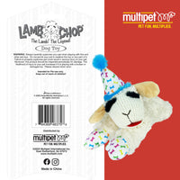 Thumbnail for Multipet Lamb Chop Dog Plush Toy w/Birthday Hat - Squeaky Toy for All Dogs - Extra Soft Plush - Stuffed Animal for Cuddling & Playing (10.5