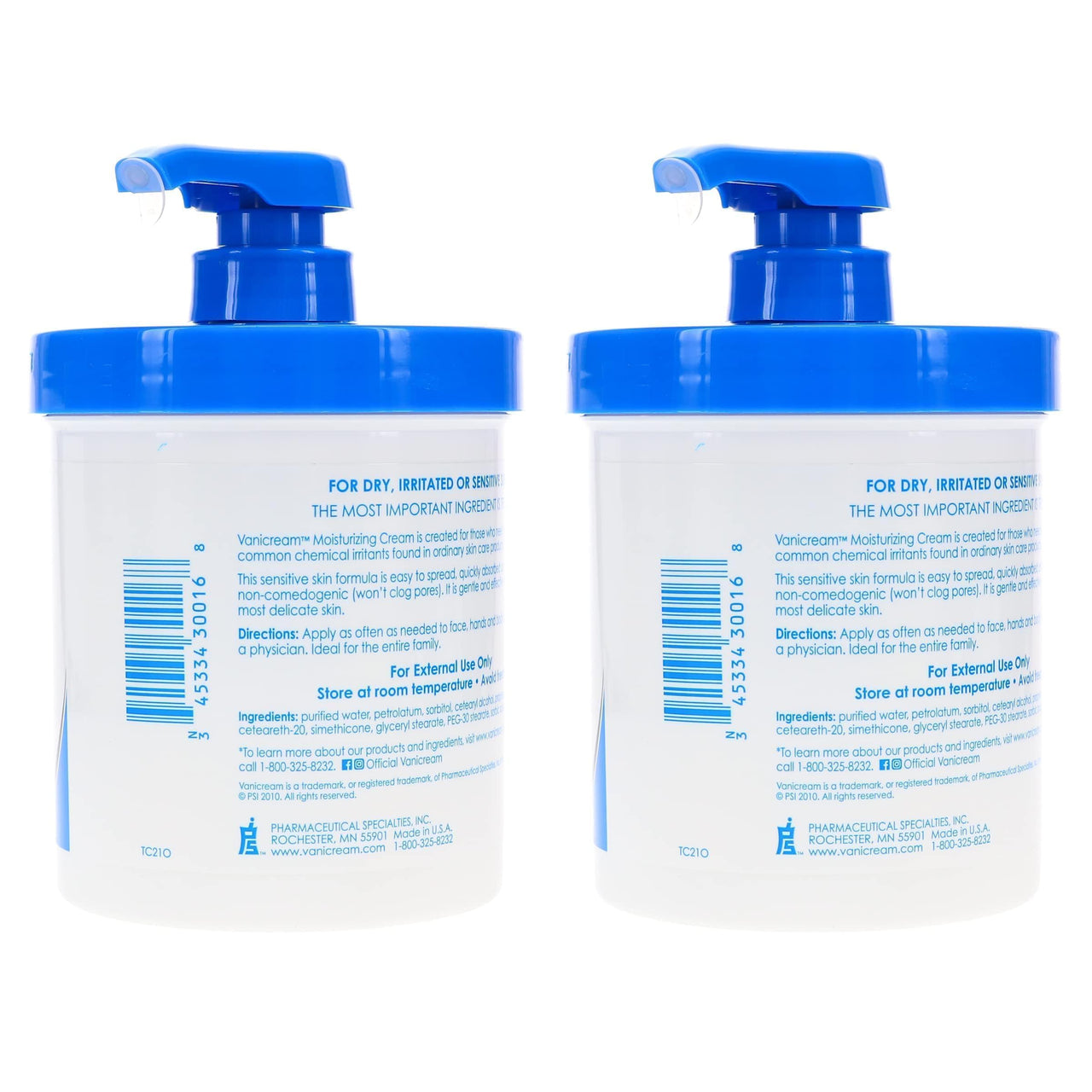 Vanicream Skin Cream With Pump Dispenser 16 oz (Pack of 2)