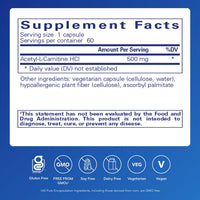 Thumbnail for Pure Encapsulations Acetyl-L-Carnitine 500 mg - Memory & Brain Supplement - Brain Support & Focus* - Gluten Free & Non-GMO - 60 Capsules