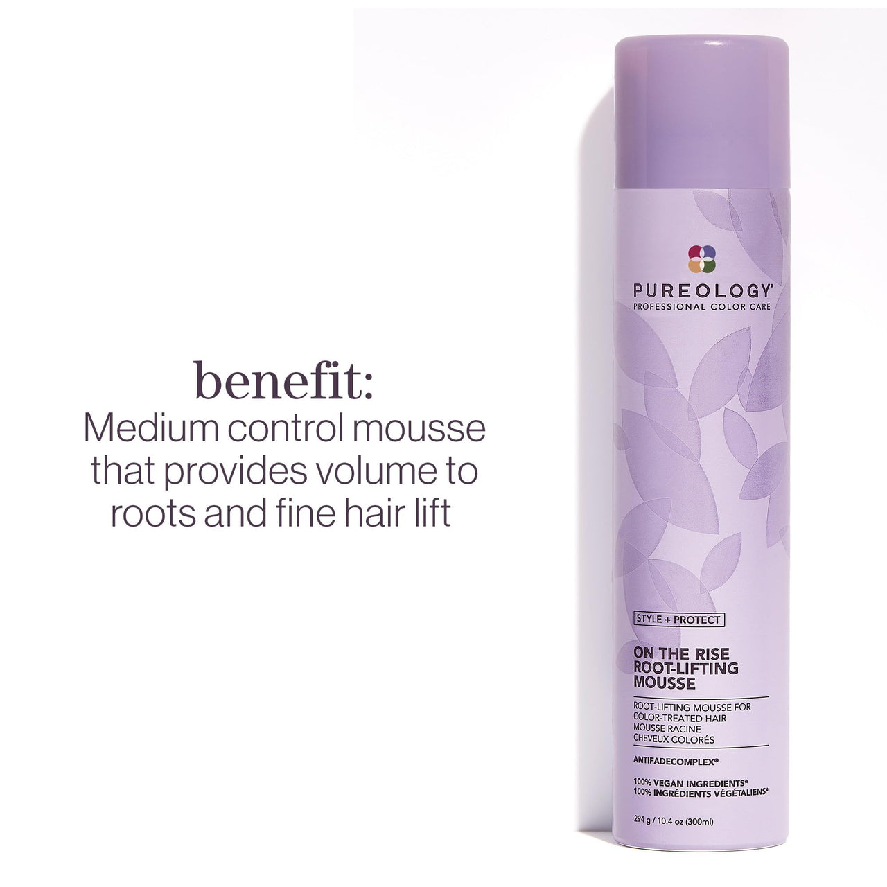 Pureology Style + Protect On The Rise Root Lifting Mousse | For Flat, Color-Treated Hair | Medium Control & Volume | Sulfate-Free | Vegan | Updated Packaging | 10.4 Oz. |